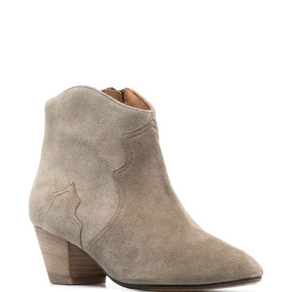 Isabel Marant Dicker Taupe Gray Suede Western Ankle Booties Size EU 38/US 8 - Picture 4 of 6